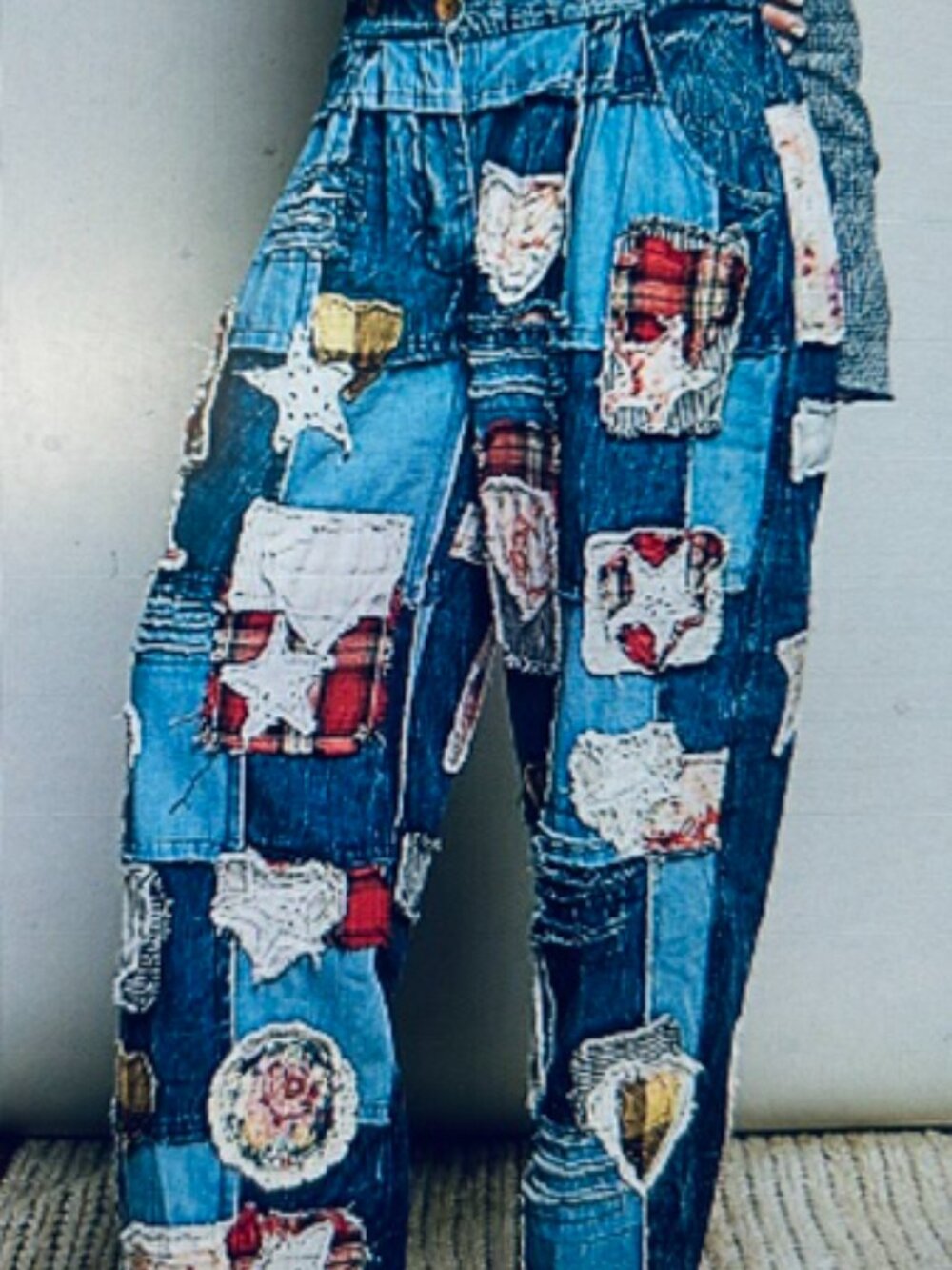 POL Multicolor Denim Star Heart Vintage Inspired Hand Crafted PatchworkJeans NWT